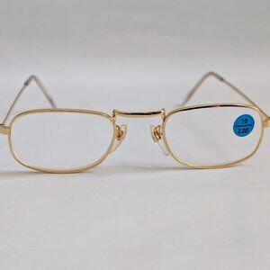 NWT Vintage 90's Rectangle Metal Half Frame Reading Glasses (S. Gold)